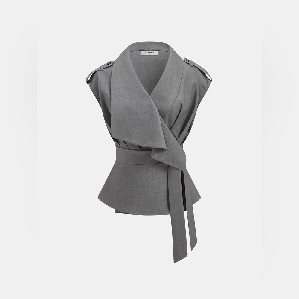 Commense Wrap Top /Pleated Pants Set - Picture 4 of 6